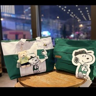 Starbucks Snoopy Joint Travel Tote Bag Quality Canvas Bag Large Capacity Commuter Storage Bag Leisur