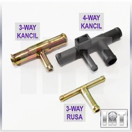 Kancil Rusa 660 850 Water Pump Pipe Paip Pum Air Vacuum 3 Way 4 Holes Connect Adapter T Joint Metal 