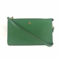 【TORY BURCH】素面皮革斜背包-綠色
