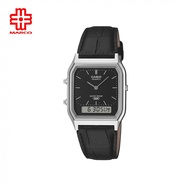 Casio Vintage AQ-230EL-1A Black Leather Band Women/Men Watch