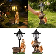 [kanye2dc] Solar Garden Statue, Weather Resistant Cute Squirrel Figurine with LED Lights, Resin Scul