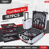 REAIM Tool Box Set 187 PCS Heavy Duty Tool Craft Hand Tools Drawer Set Total Tool Set Spanar Box