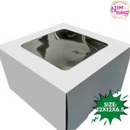 Cake Box Window 12X12X6.5 (3Pcs) Kotak Kek | Plain Cake Box With Window Kotak Kek Putih | Kotak Kek 