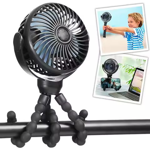 Octopus Baby Stroller Fan USB Charging Fan Mobile Phone Holder 3 Speeds Portable Mini Fan Silent Cli