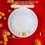 Jade Dan Tam - Peaceful Jade Bracelet with Auspicious Knot Charm - Water Element & Wood Element