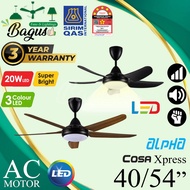 Ceiling Fan with Light - Alpha Cosa Xpress LED 40 54" AC Motor Remote Control | 3 Color LED Light | Strong Wind | 4Speed
