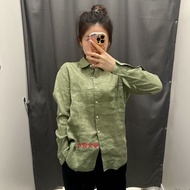 NEW original UNIQLO Japanese Single Womens French Linen Shirt Casual Long Sleeve Shirt Base Cotton L