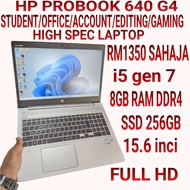 LAPTOP HIGH SPEC ,LAJU HP PROBOOK 640 G4 I5 GEN 7,8GB RAM DDR4,SSD