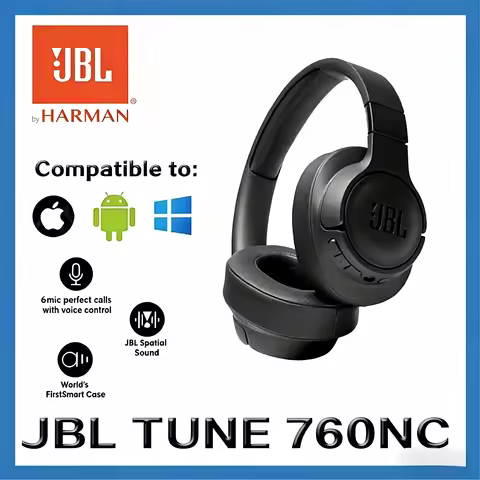 JBL T760NC Original JBL Tune 760NC Foldable Over-Ear Wireless Headphones with Active Noise Cancellat