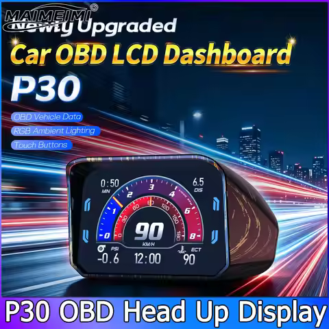 P30 HUD OBD2 Display Car On-board Computer Speedometer RPM Meter AFR Time Speed Voltage Display Mult