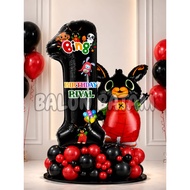 80cm Number Balloon Package + Name Request Sticker Bing 3131
