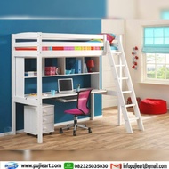 Tempat Tidur Anak Tingkat Modern, Kasur Tingkat Bawah Meja Belajar