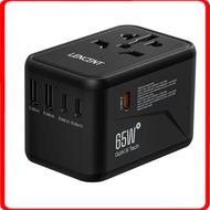 LENCENT Universal Travel Adapter, GaN III 65W International Charger with 2 USB Ports &amp; 3 USB-C PD Fast Charging Adaptor,