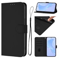 Solid-color Leather flip phone case for Samsung Galaxy S24 Plus Ultra FE Card slot wallet PU style