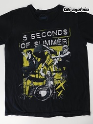 Graphic T Shirt Black 5 Seconds Of Summer Band Print,Crewneck Short Sleeve Top