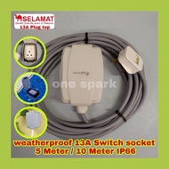 1 GANG 2 GANG 13A WEATHERPROOF EXTENSION SWITCH SOCKET 5 METER / 10 METER IP66  EXTENSION CABLE PORT