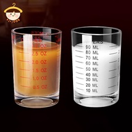 〔8C05〕 90/120ml Heat-resistant Glass Measuring Cup Milk Jigger Glass Ounce Cup With Handle For Espre