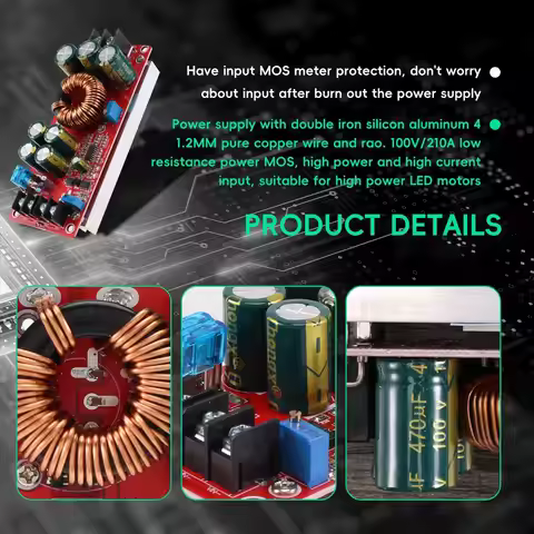 A19Z 1200W High Power DC-DC Converter Boost Step-up Power Supply Module 20A IN 8-60V OUT 12-80V Adju