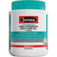 Import - Swisse Odourless High Strength Wild Fish Oil 1500mg 400 Capsules