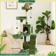 AllSpectrShop Cat Tree Cat Tower Condo Furniture Scratch Post with Natural Sisal Rope, Hammock  Cradle for Cats Green