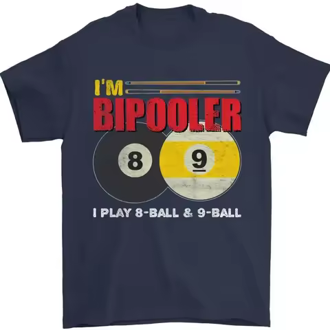 Im Bipooler i Play 8-Ball 9-Ball Divertido Piscina Camiseta Hombre 100% Algodón T shirt