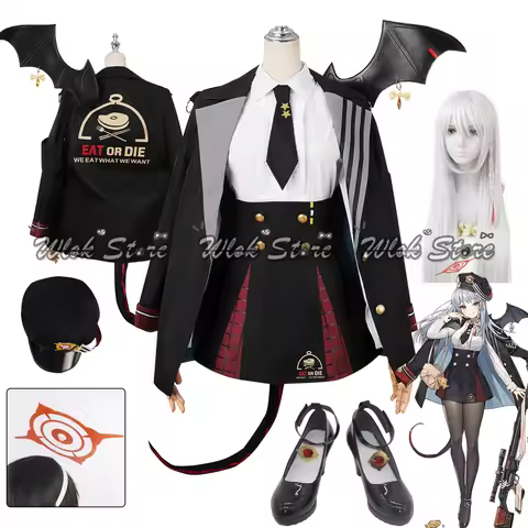 Blue Archive Cosplay Kurodate Haruna Costume with Hat Wing and Tail Women Girl Black JK Uniform Skir