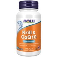 NOW Supplements, Krill & CoQ10, Phospholipid-Bound Omega-3, Heart Support*, 60 Softgels