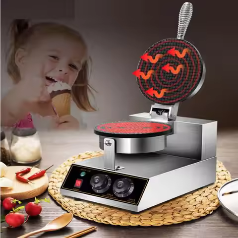2-Plate Round Ice Cream Crispy Cone Making Machine Cup Waffle Ice Cream Cone Making Machine Supplier