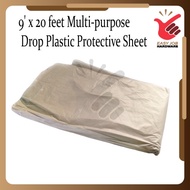 9' x 20 feet Multi-purpose Drop Plastic Protective Sheet I Plastic Membrane Cover Plastik Kalis Air 