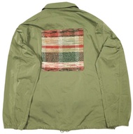KUON（Kuon）日本製造的粗織教練夾克，SAKIORI COACH JACKET 1802J02#BL OLIVE，BORO（破舊/磨損）風格，KUON 外套 [二手] [KUON]