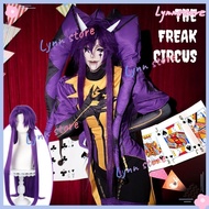 PIERROT HARLEQUIN JESTER Cosplay Costume THE FREAK CIRCUS Cosplay Jester Suit Wig Set Anime Party Ca
