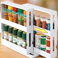 2 Layer Kitchen Storage Slide Cabinet Rotating Organize Spices Jar Bottle Storage Rack Kitchen Bottl
