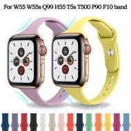 Soft Slim Silicone Sports Band For W55 W55s Q99 H55 T5s T500 P90 F10 42MM Bands Rubber Watchband Str