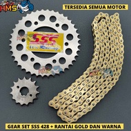 Gear Set Sss Scorpio Gold Chain 428 415 - Gear Set Sss Scorpio Gold Chain 428 415