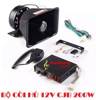 Bộ Còi Hú 12V/24V CJB 200W (9 Chế Độ Âm Thanh) - Kèm Micro Cầm Tay. Dùng cho xe ưu tiên. Loại tốt
