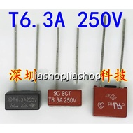 5pcs Imported power fuse LCD fuse slow-break T6.3A 6.3A 250V black red square