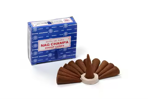 Nag Champa Dhoop SATYA Incense Cones Indian for Aromatic Smoke Fountain Haze Falls Clean Air Fragran