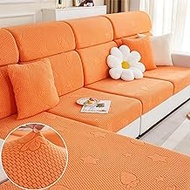 Sectional Couch Covers Sofa Seat Cushion Cover, High Stretch Sofa Cover 3 1 2 4 Seater L Shape, Spandex Jacquard Fabric Sofa Cover, Non Slip Sofa Slipcovers With Elastic Bottom (Color : Orange, Size