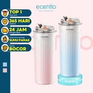 ecentio Tumbler Stainless Steel Aesthetic 450ml Double Cover Tumblr Botol Minum Free Sedotan