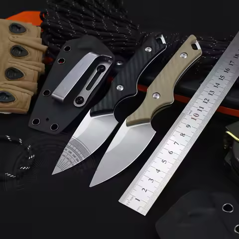 GT0194 Small Straight Knife Neck 14c28n Steel Fixed Blade Knife Multifunctional Camping Hunting Util