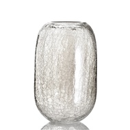 [特價]【好物良品】高款_家居輕奢透明冰裂玻璃花瓶 花藝花器 插花裝飾品 桌面餐桌擺飾-透明