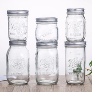 ST/🎀Ball Mason JarAmerican Mason Jar Glass Transparent Oat Sealed Jar Milkshake Wide Mouth Fruit Drink Cup ZZH1