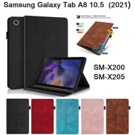 Samsung Galaxy Tab A8 10.5 inch (2021) Protective Case WiFi SM-X200 5G SM-X205 High Quality PU Leather Stand Flip Cover TabA8 X200 Exquisite 3D Tree Style With Card Slots Pen Buckle