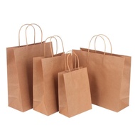 1 PCS Kraft Paper Bag / Portable Kraft Paper Tote Bag / Eco-Friendly Reusable Foldable Paper Bag