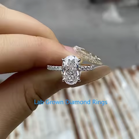 3CT Oval Cut IGI Certified CVD HPHT Lab Grown Diamond DEF VS-VVS Halo Ring 14kt White Gold Fine Jewe