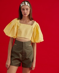 The SRT X4 TBL49 Linen Balloon Sleeves Crops - เสื้อครอป แขนบอลลูน ผ้าลินิน