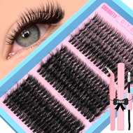 GROINNEYA False Eyelashes 3D Individual Lashes Glue Set  Natural Fluffy Thick Eyelash Large Capacity