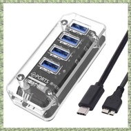 (C Z G L) Transparent USB-C HUB 3.0 Splitter Data Transmission Charging for Mobile Phones PC Laptops