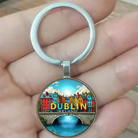 Vintage style Dublin themed keychain, perfect gift for Christmas, St. Patrick's Day, graduation seas