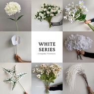 BUNGA DAUN WHITE SERIES MURAH UNTUK HIASAN PELAMIN HANTARAN DEKORASI RUMAH
